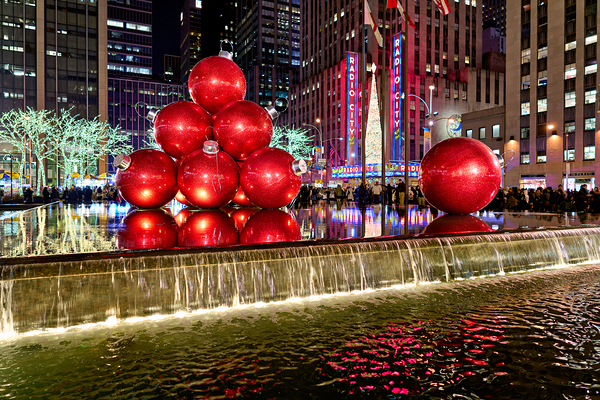 Manhattan showcases big red ornaments at Christmas time Digital Download