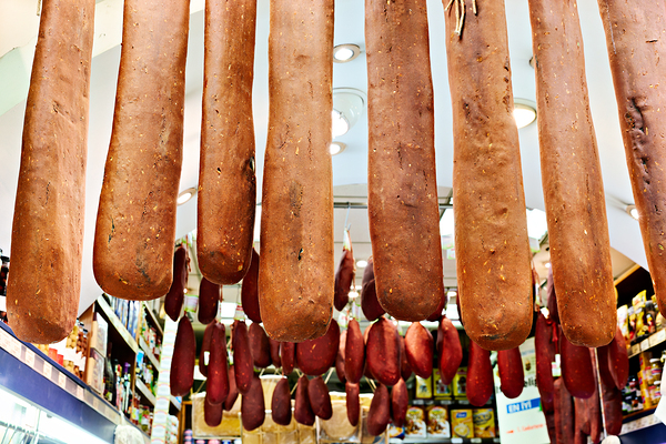Market display of hanging food items in Grand Bazaar Istanbul Digital Download