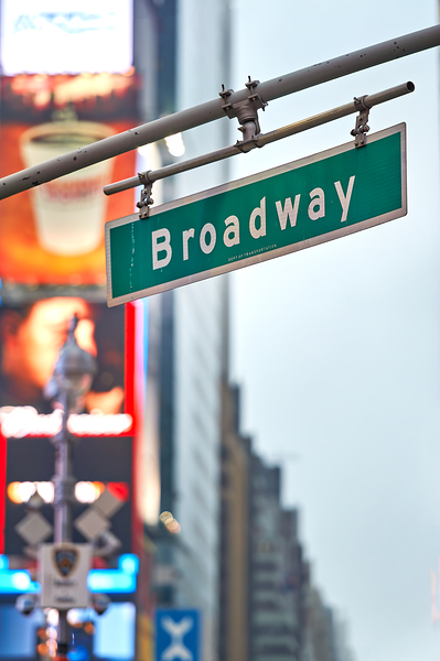 Broadway street sign in Manhattan New York City during the day Roll Print
