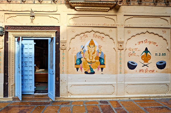 Decorated painted house in Jaisalmer Rajasthan shows local art Digital Download