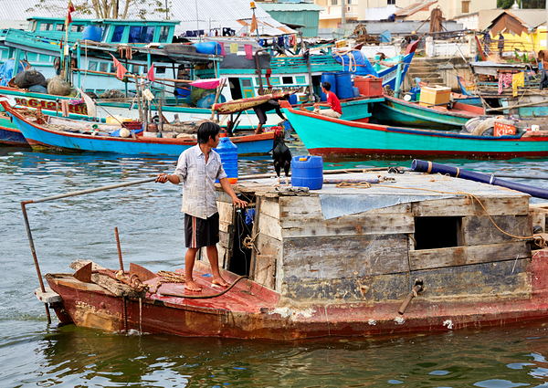 Fishing boat on water in Phu Quoc Vietnam during the day Digital Download