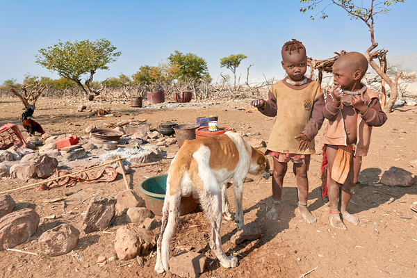 Children playing near their home in Himba Village in Namibia Digital Download