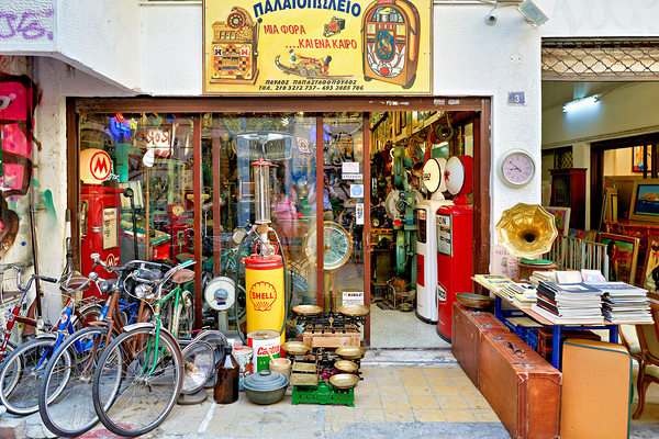 Flea market shopping in Monastiraki Athens Greece with vintage i Digital Download