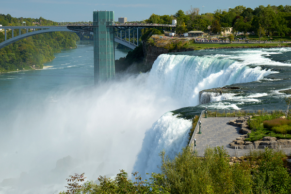 Niagara Falls bridge and observation deck on a sunny day. Digital Download