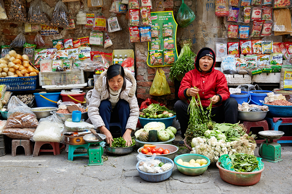 Women selling fresh vegetables in Hanoi market Digital Download