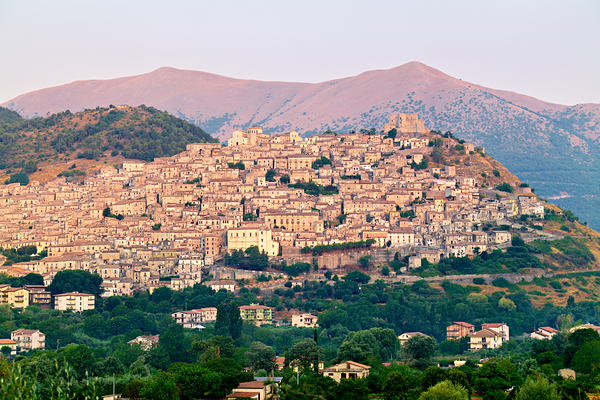 Panorama of Morano Calabro town at sunrise in Calabria Italy Digital Download