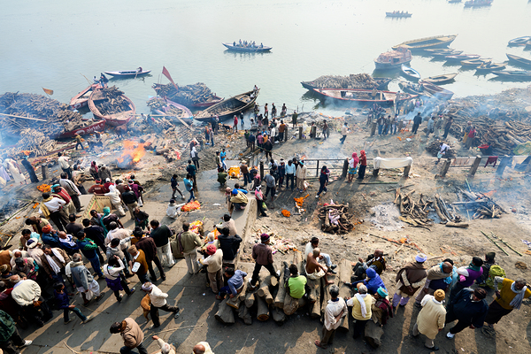 Cremation rites by the river Ganges in Varanasi India Digital Download