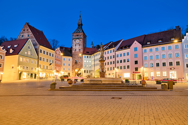 Explore Hauptplatz square in Landsberg am Lech on the Romantic R Digital Download