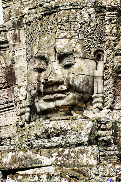 Serene stone face carving Bayon temple Angkor. Digital Download