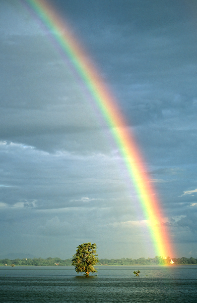 Rainbow shines over landscape in Myanmar after rainfall Digital Download