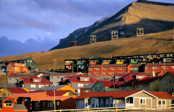 Colorful buildings in Longyearbyen Svalbard at sunset Digital Download
