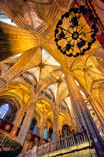 Catholic church architecture inside Barcelona Cathedral Digital Download