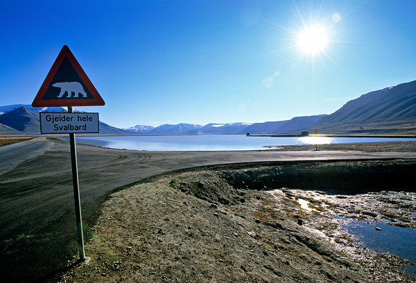 Warning signs in Longyearbyen Svalbard Archipelago Norway Digital Download