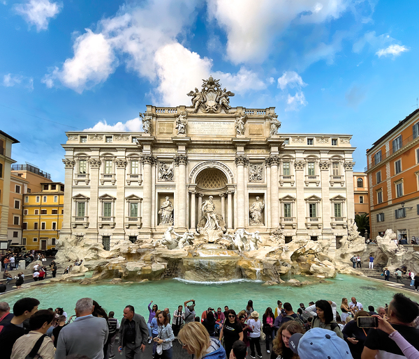 Crowd of tourists visiting Trevi fountain in Rome Italy Digital Download