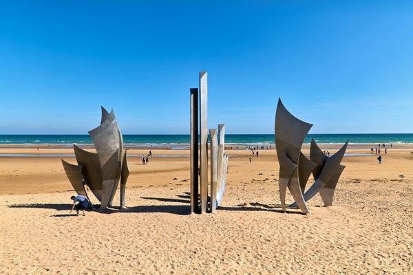 Visit to Omaha Beach in Normandy France with memorial sculpture Digital Download