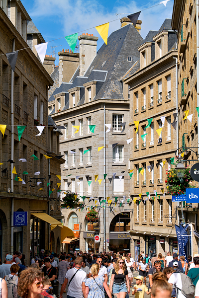 Busy streets in old town of Saint Malo in Brittany France Digital Download