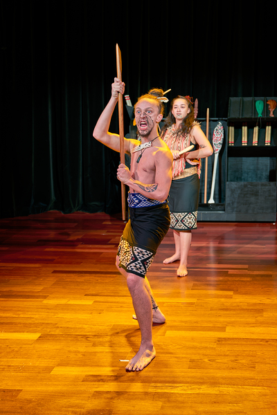 Two performers present a Maori haka dance in Auckland Digital Download