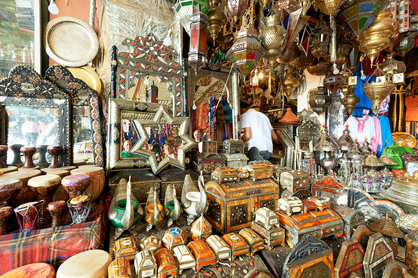 Exploring a souvenir shop in the old town of Marrakesh Morocco Digital Download