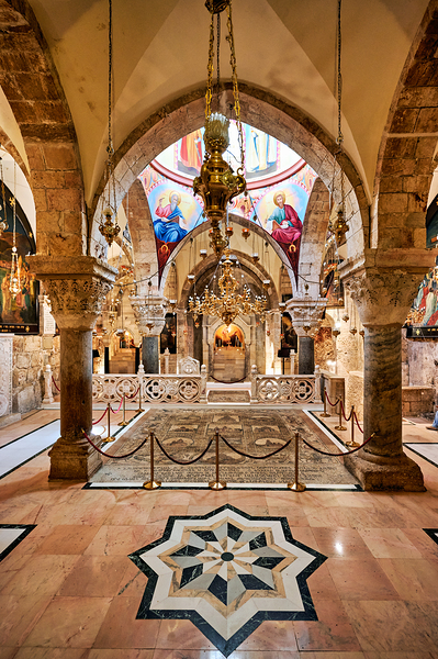 Church of the Holy Sepulchre: a historic design in Jerusalem Roll Print
