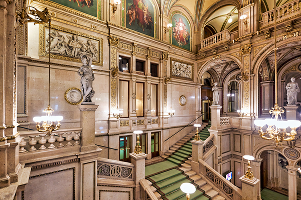 Vienna State Operas opulent grand staircase and hall. Digital Download