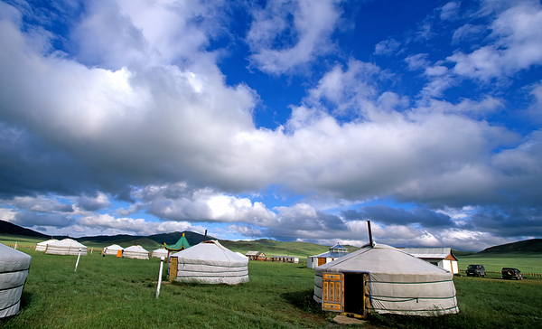 Mongolic nomadic tents in a grassland in Mongolia Digital Download