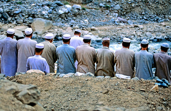 Muslim men pray outdoors in Pakistan facing Mecca Digital Download