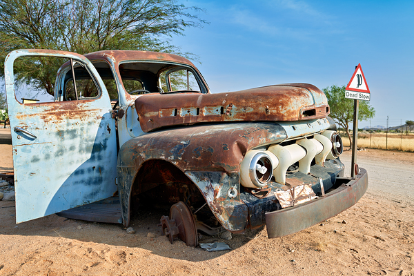 Classic car wreck in Namibias desert environment Digital Download