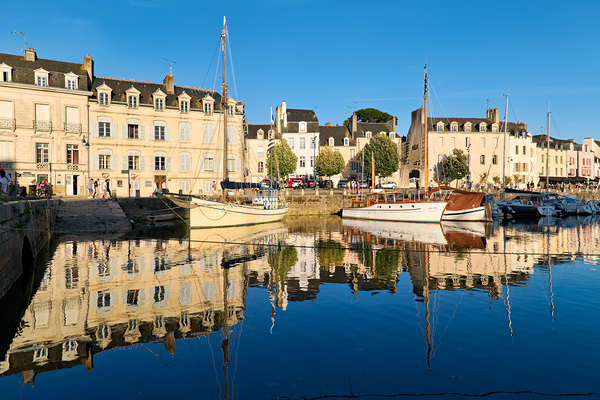 Boats moored at the port of Vannes in Brittany France during day Digital Download