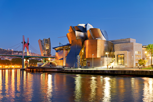 Guggenheim Museum in Bilbao at night with river view Digital Download