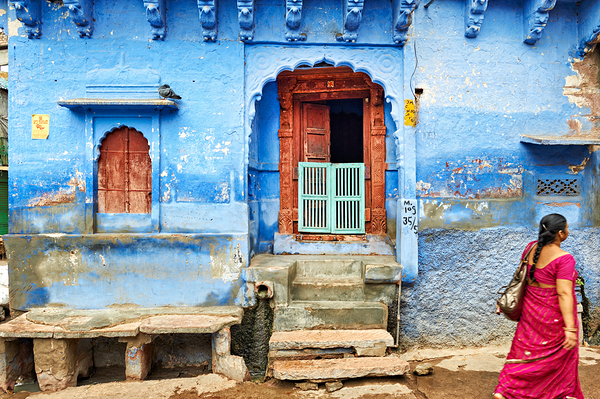 Walking along the blue streets of Jodhpur in Rajasthan India Digital Download