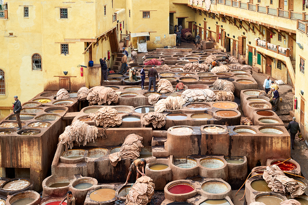 Chouara Tannery in Fez Morocco showing leather dyeing process Digital Download