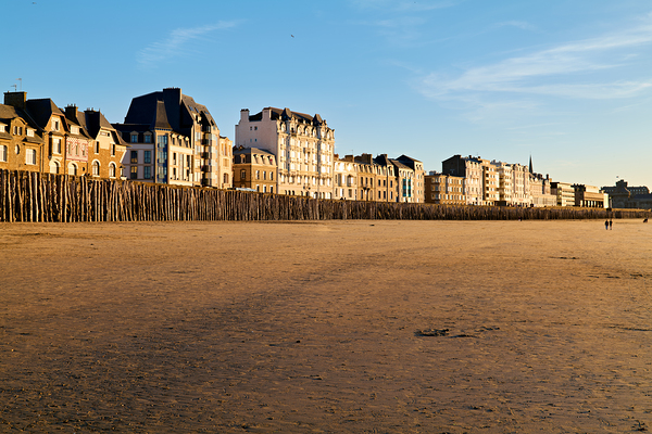 Grand Plage du Sillon beach at dusk in Saint Malo Brittany Fra Digital Download