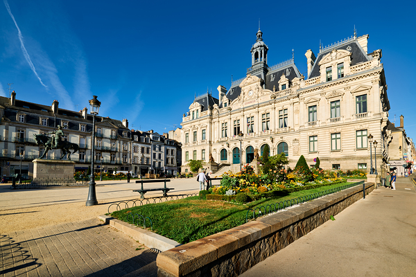 Vannes town hall in Brittany France with nearby park and buildin Digital Download
