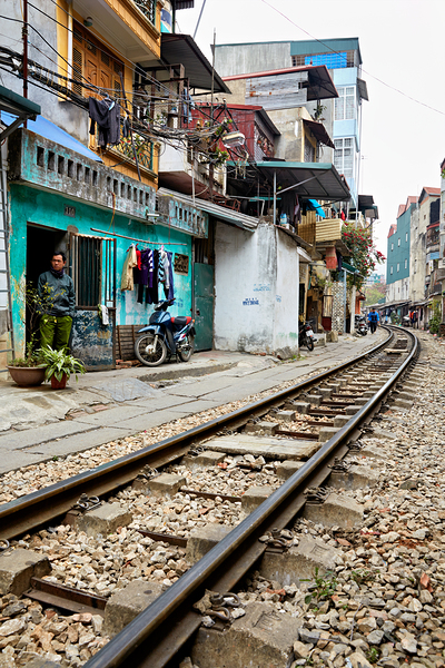 Locals near train tracks in Ho Chi Minh City Vietnam Digital Download