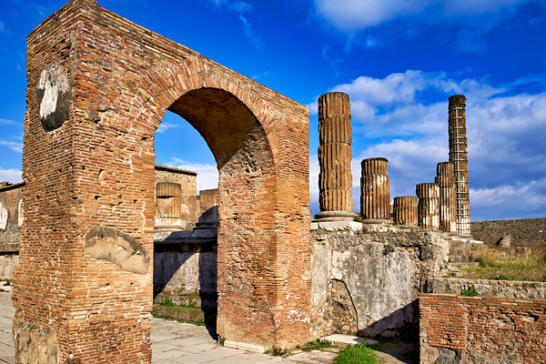 Ruins of ancient Pompeii in Naples Campania Italy under blue sky Digital Download