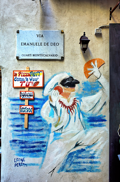 Street graffiti in Quartieri Spagnoli Naples showcases local cu Digital Download