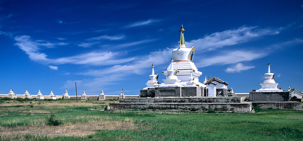 Erdene Zuu Monastery stands in Mongolia under a clear blue sky Digital Download