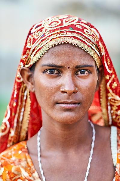 Portrait of woman in traditional dress in Mandawa Rajasthan Digital Download