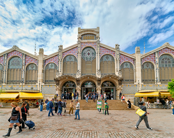 Visit to Central Market in Valencia Spain with many people aroun Digital Download