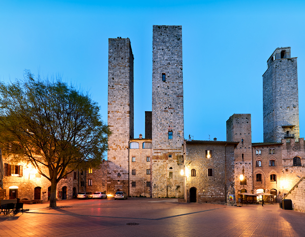 Sunset view of Piazza del Duomo in San Gimignano Tuscany Digital Download