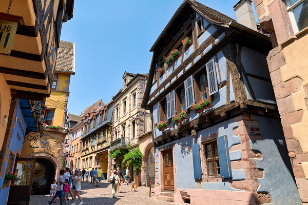Visitors discover timber houses in Riquewihr Alsace Digital Download