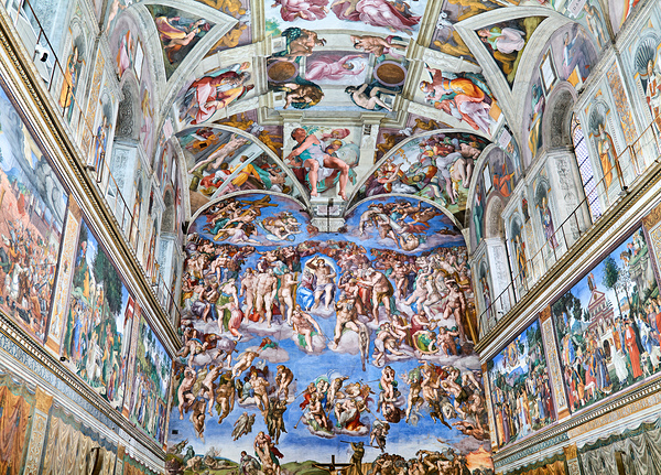 Visitors observe Michelangelos Last Judgement in the Sistine Ch Digital Download