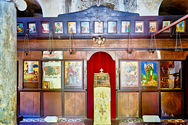 Old church interior with icons and altar in quiet setting Digital Download