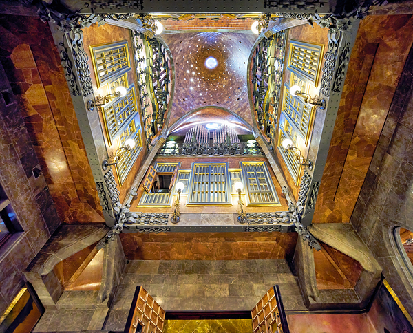 View of interior design in Palau Guell by Gaudi in Barcelona Roll Print