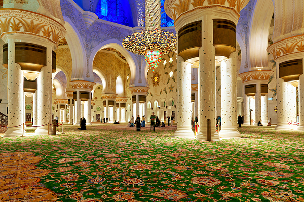 Visitors explore Sheikh Zayed Grand Mosque during evening hours Digital Download