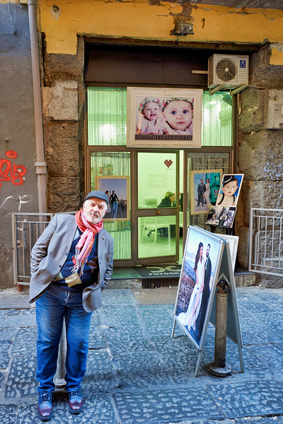 Domenico Caso stands in front of his workshop in Naples Campania Digital Download