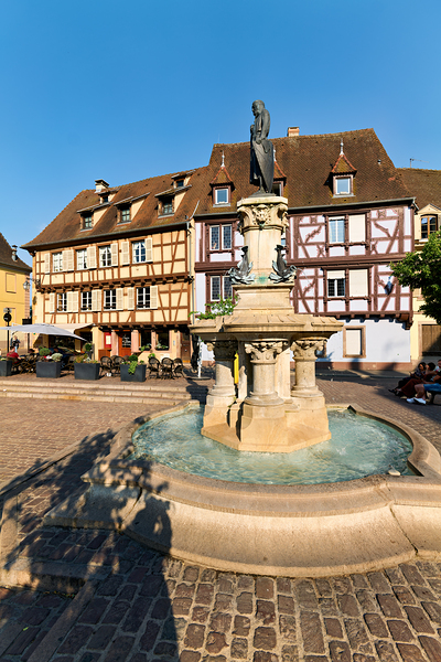 Timber framed houses and fountain in Petite Venise Colmar France Digital Download