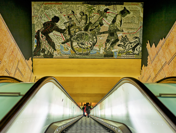 Toledo station view in Naples Metro with artwork above Digital Download