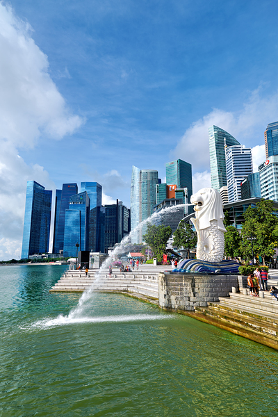 People walk near bridge in Singapore financial district by lush  Digital Download