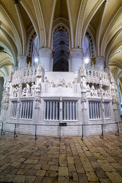 Chartres Cathedral interior with detailed white altar and sculpt Digital Download